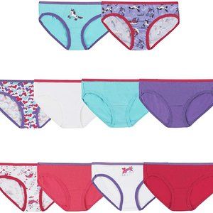 Girls 100% Cotton Tagless Hipster Panties 10 Pack